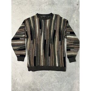 Vintage Protege Men’s 3D Coogi Style Multicolor Sweater Cosby Knit 90s Chunky L